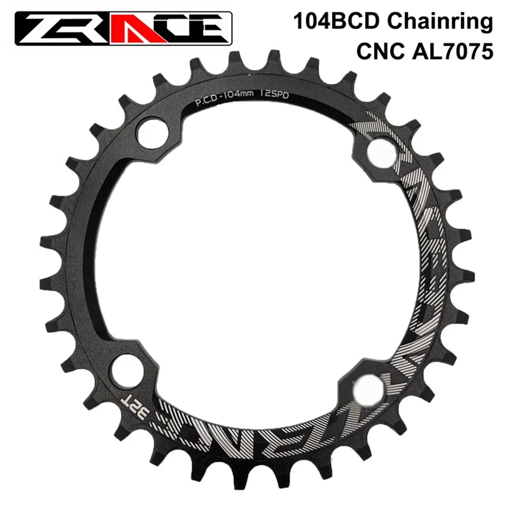 ZRACE Bicycle Chain Wheel 32T 34T 36T 38T BCD104 Aluminum Alloy Chainring CNC MTB Bike Circle Crankset Single Plate Vickers 15+