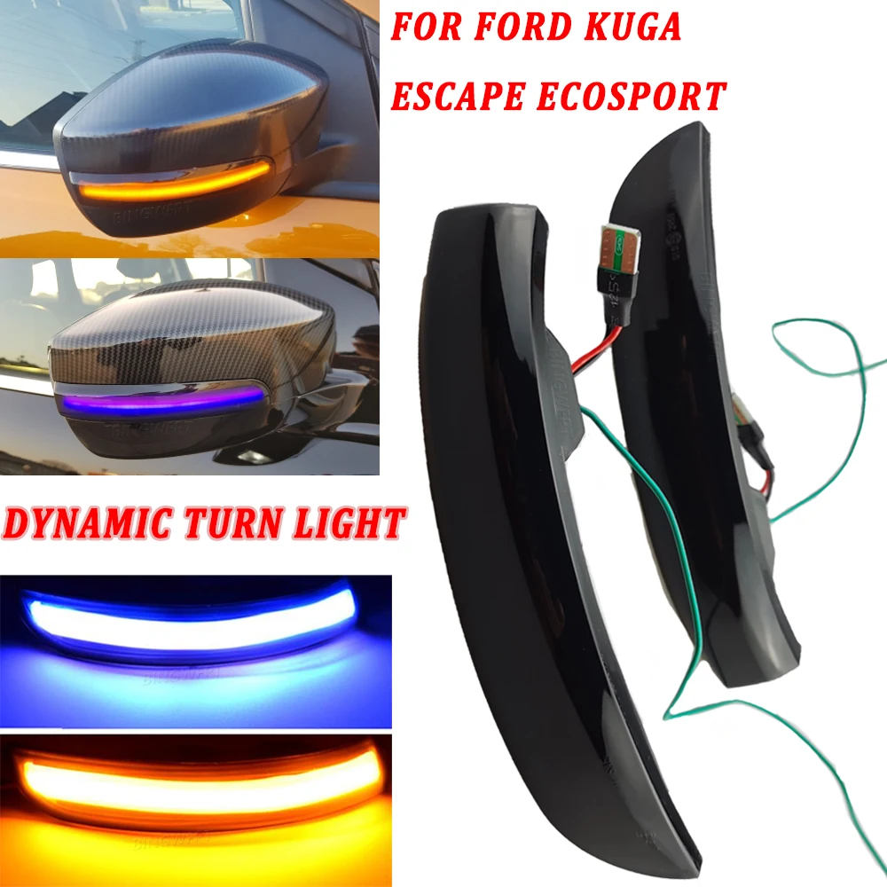 1Pair Dynamic LED Turn Signal Lights Smoked Flowing Rear View Mirror Lights Indicator For Ford Focus 3 MK3 2012-2018 SE/ST/RS