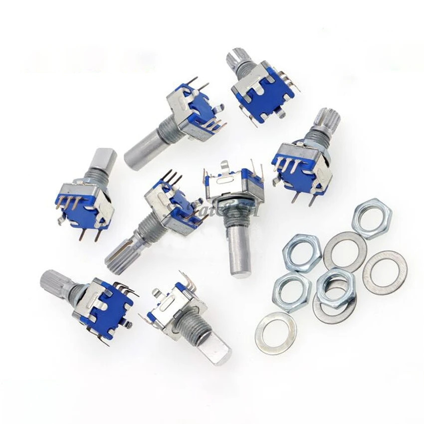 10PCS Half / Plum Axis Rotary encoder, Handle Length 15mm / 20mm Code switch/ EC11 / Digital Potentiometer With Switch 5Pin DIY