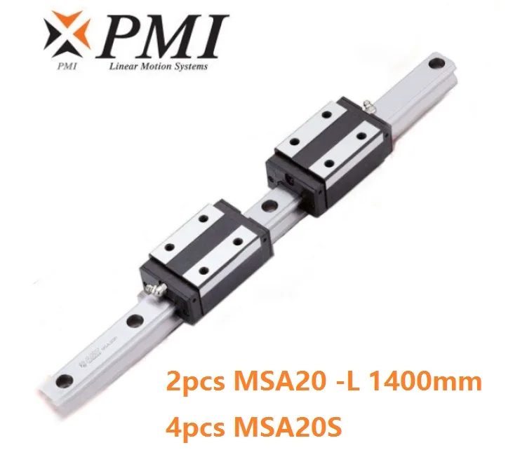 

2pcs origial Taiwan PMI MSA20 -L 1400mm linear guide + 4pcs MSA20S carriage blocks for CNC router