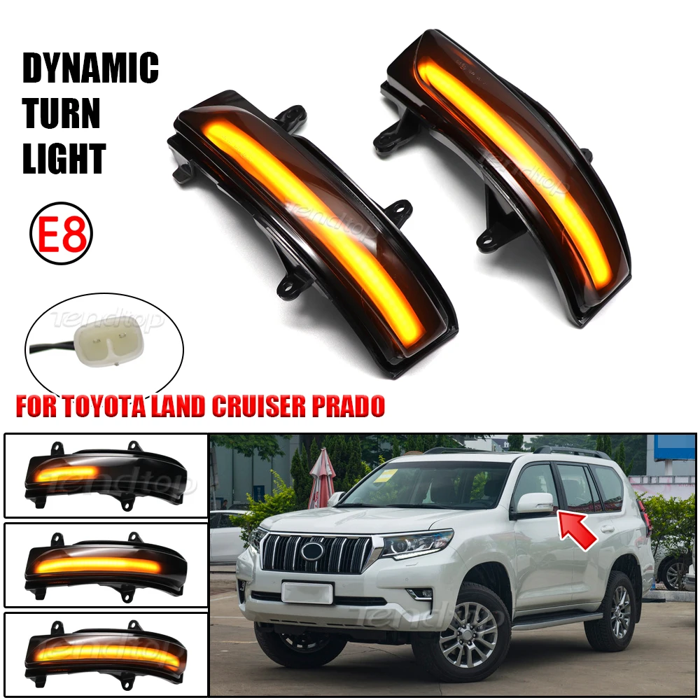 For Toyota Land Cruiser LC200 FJ200 Prado FJ150 2010-2020 Side Wing Mirror LED Dynamic Blinker Sequential Turn Signal Indicator