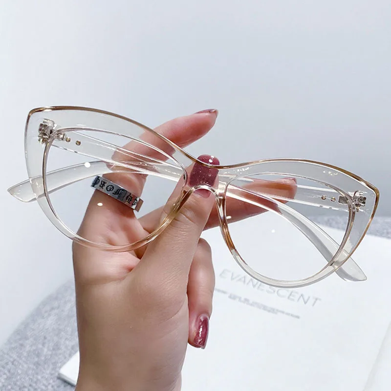 Fashion Anti Blue Light Cat Eye Glasses 2022Women Vintage Computer Eyeglasses Frame Blocking Glasses Transparent Optical Eyewear