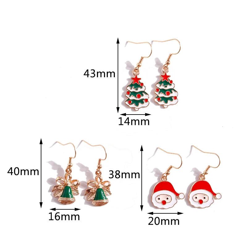 Leslie Mix Stile Winter Frohe Weihnachten Ohrringe Mode Schneeflocke Baum Santa Claus Deer Tropfen Ohrringe Neue Jahr Schmuck Geschenke – Detail 10
