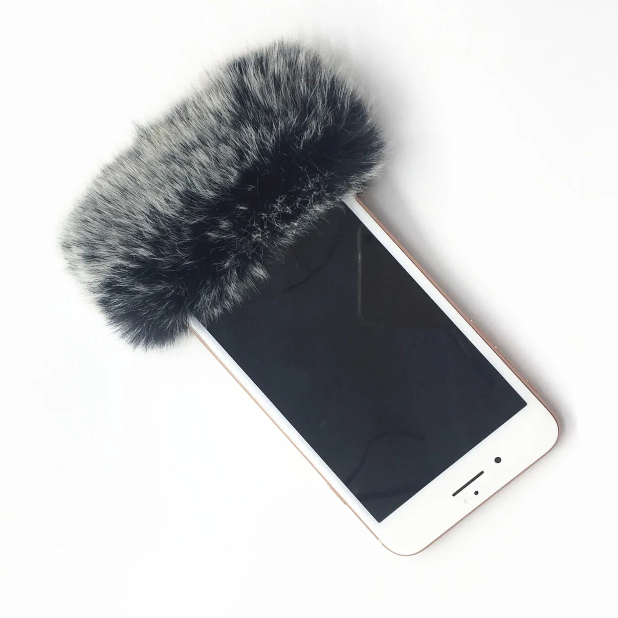 Outdoor-Kunstfell-Windschutz für Telefonmikrofon Aufnahme-Mikrofonabdeckung Windschutz für iPhone 7 8 X XE 11 12 für Xiaomi für Huawei – Detail 4