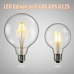 Led Filament Bulb COB Glass G80 G95 G125 Big Global light bulb 6W 10W 12W filament bulb E27 clear glass indoor lamp AC220V