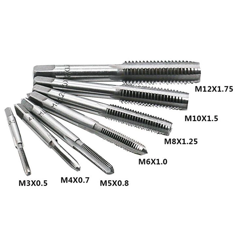 M3-M12 Adjustable Ratchet Hand Tap Wrench With 7Pcs High Speed Steel M3/M4/M5/M6/M8/M10/M12 Screw Thread Tap Set