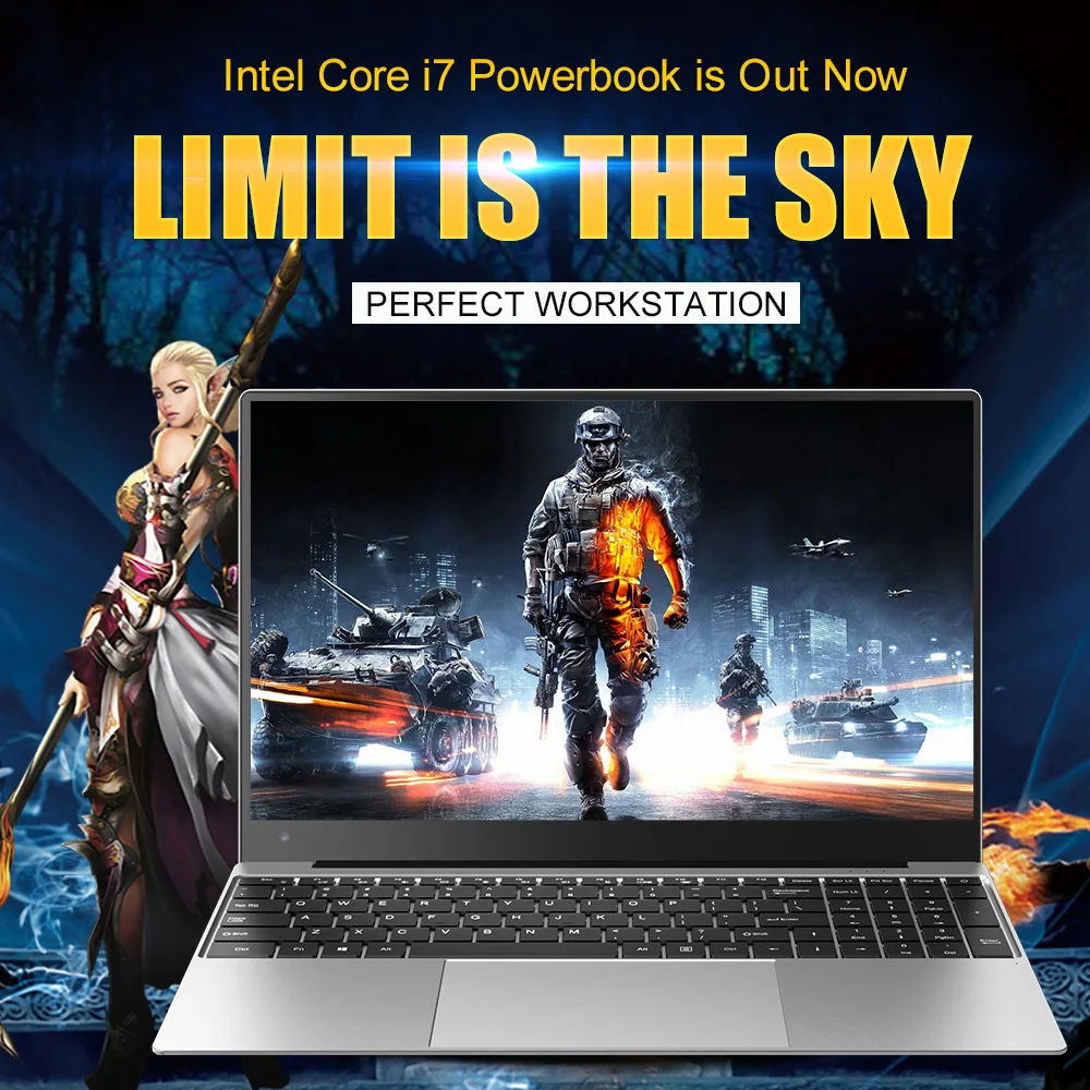 Notebook core i7 15.6 ", 16gb ram, 256g ssd + 1000gb hdd, windows 10, jogos, escritório, arábia, hebraico, azerty, espanhol, teclado russo iluminado