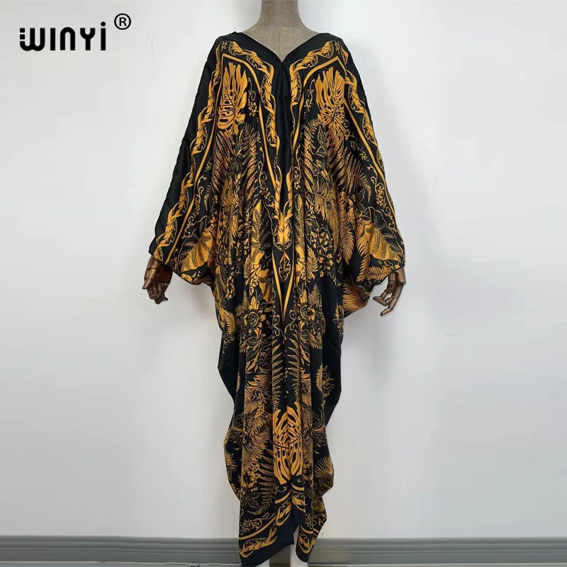 2022 winyi europa kaftan boho moda impressão maiô maxi robe femme biquini praia maiô noite vestido de festa