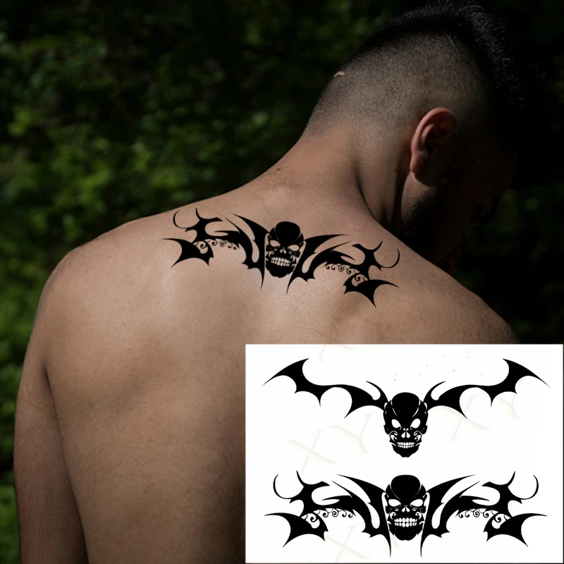 Waterproof Temporary Tattoo Sticker Black Stripe Bar Line Fire Phoenix Bird Fake Flash Tatoo Back Leg Abdomen Arm for Men Women