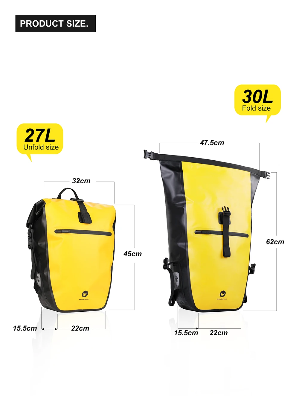 Rhino walk Bike Packt asche wasserdicht 27l Fahrrad Side Pack multifunktion ale Rücksitz Radfahren Travelling Storage Bikepacking – Detail 23