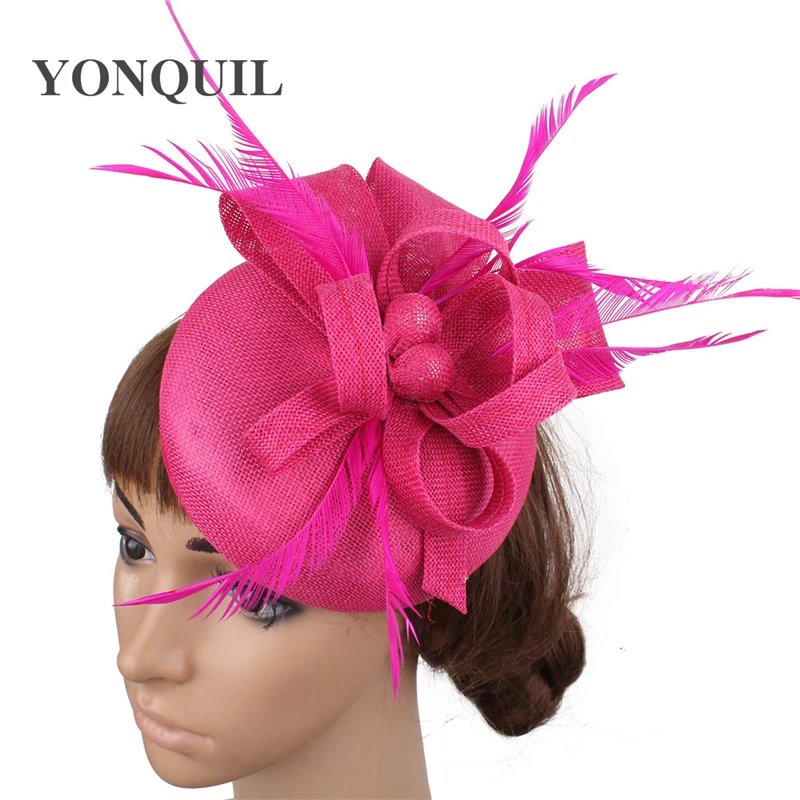 เจ้าสาวขน Fascinators หมวกแต่งงานสุภาพสตรี Race สตรี Headwear ผมคลิป Pillbox หมวกแฟชั่นอุปกรณ์เสริมผม