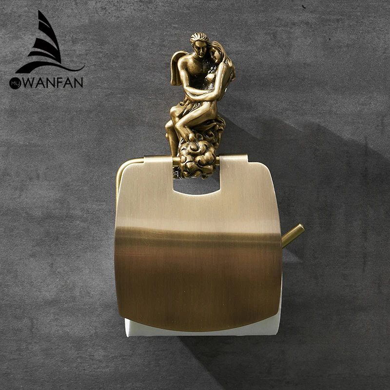 Imagem -02 - Wall Mounted Toilet Roll Holder para Banheiro Antique Bronze Classic Rustproof Banheiro Romântico Mb0819b