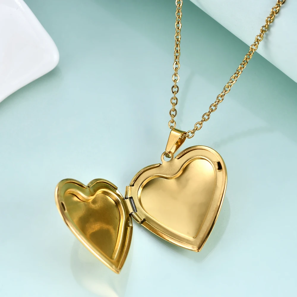 Romantic Heart Photo Frame Necklaces for Women Gifts Can Be Opened Stainless Steel Promise Love Keepsake Jewelry