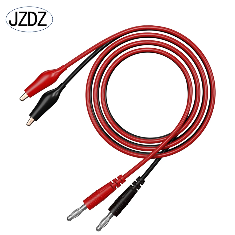 Jzdz 2 stücke Multi-Meter-Test führt Kabel leitung 100cm 4mm Bananen stecker zum Krokodil klemme elektrischen Überbrückung draht j.70056a