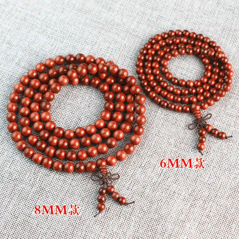 10PCS Natural African Red Sandalwood Bracelets 6/8mm Buddhist 108 Prayer Beads Mala Free ship