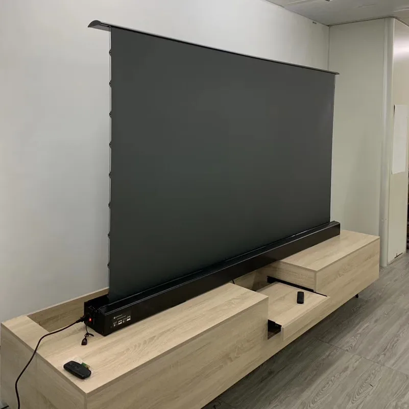 MIVISION 150 Inch Motorized Pulled Up Electric Tab Tension Floor Rising Alr Projector Screen For Ust Projector