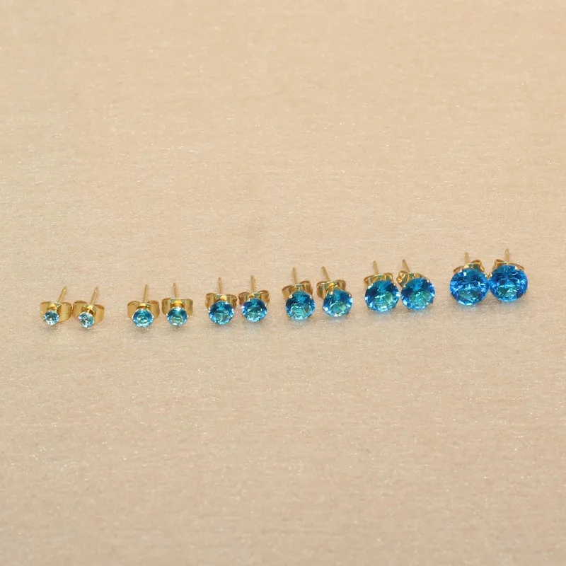 20 Farben, 3 mm, AAA-Qualität, runde, farbenfrohe Zirkonia-Ohrstecker, Edelstahlnadel, hypoallergener Schmuck. – Detail 10