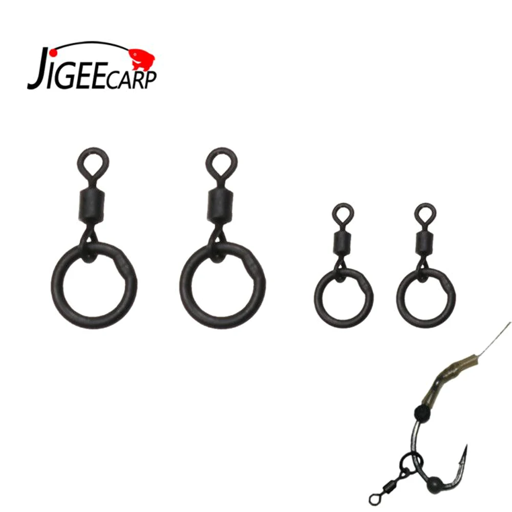 50PCS Carp Fishing Rolling Swivel With Ring Quick Change Flexi Ring Swivels Micro Hook Ring Link For D rig Chod Rig Accesssories