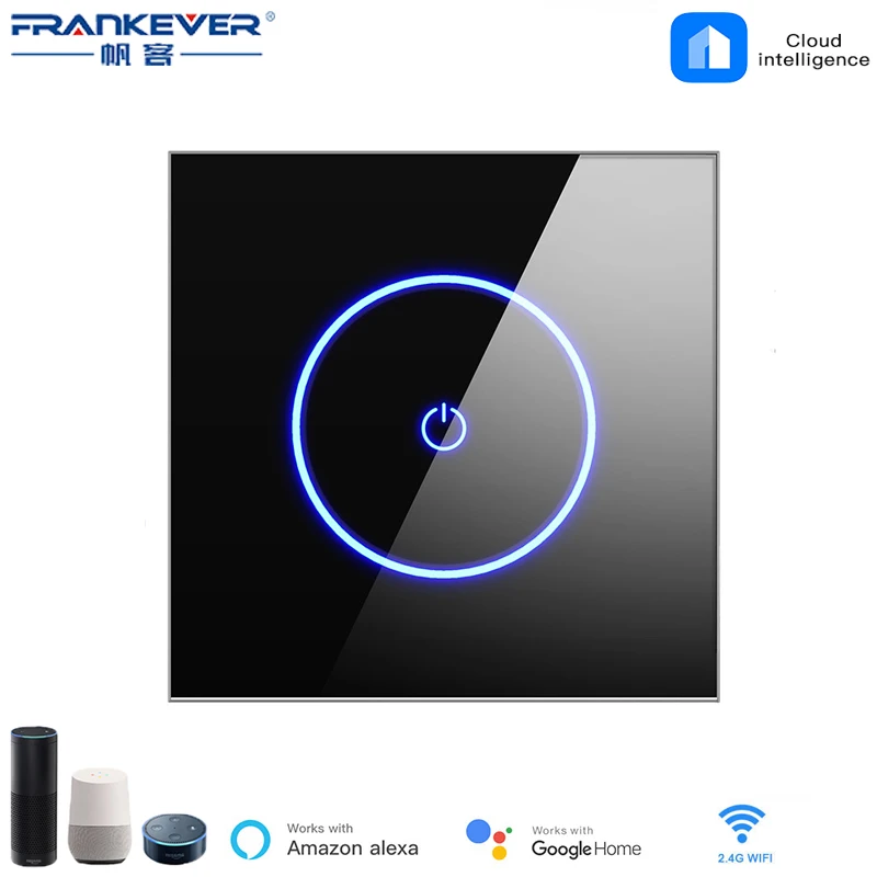 FrankEver EU Smart Home Wall Swtich 10A 110V-250V Home Appliance  LCD Panel Voice Control APP Works with Alexa Google Home