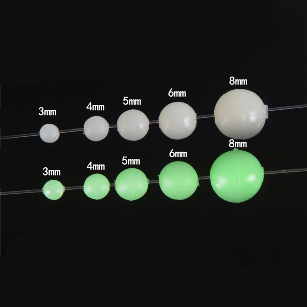 200 sztuk okrągłe miękkie gumowe Luminous Fishing Space koraliki Glow fluorescencyjne w ciemności 4-12mm więcej rozmiar wybierz Fishing Lure koralik narzędzia — zdjęcie 7