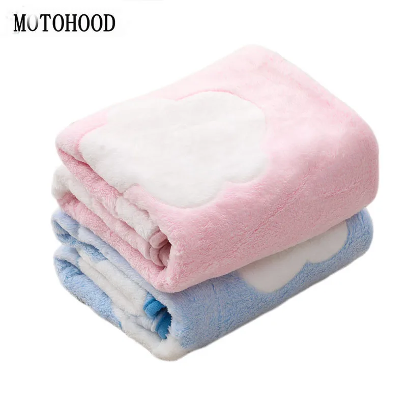 MOTOHOOD Coral Fleece Baby Blanket & Swaddling Newborn Thermal Soft Fleece Blanket Solid Bedding Set Cotton Quilt Infant Swaddle