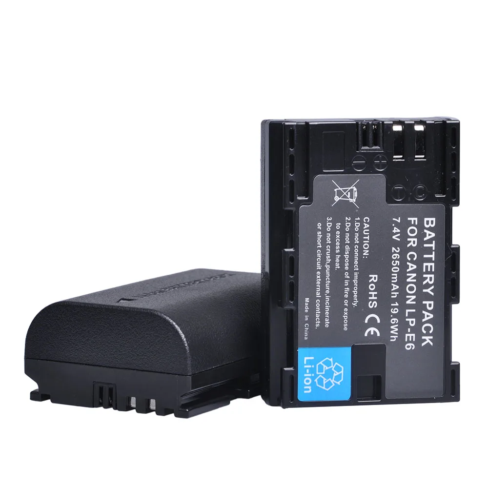 2650mAh LP-E6 LP-E6N LP E6 LPE6 LPE6N Battery for Canon EOS 6D 7D 5D Mark II 5D Mark III 5D 60D 60Da 70D 80D 5DS 5DSR Camera