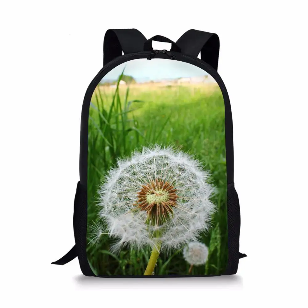 

ELVISWORDS School Bags For Boys Girls Beautiful Dandelion Print Backpack Teenager School Bookbag Fashion Bagpack Mochila Escolar