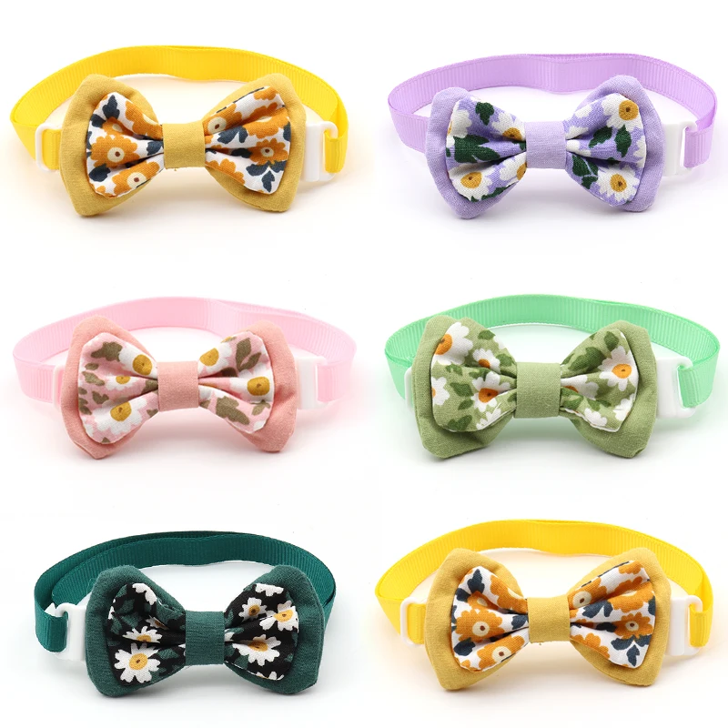 

50/100 Pcs puppy accessories Floral Design Small Dogs Pet Bow Ties Necktie Pet Grooming Supplies Cute Cat Puppy Bowties