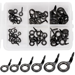 60pcs/box Fishing Rod Guides Repair Kit Ceramic Ring Casting Fishing Pole Rings Fishing Rods Repair Tackle for Saltwater #4-#10
