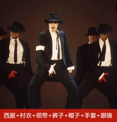 MJ Michael Jackson Cosplay clothes Dangerous Modern suit necktie Mechanical dance Hip hop Stage costume