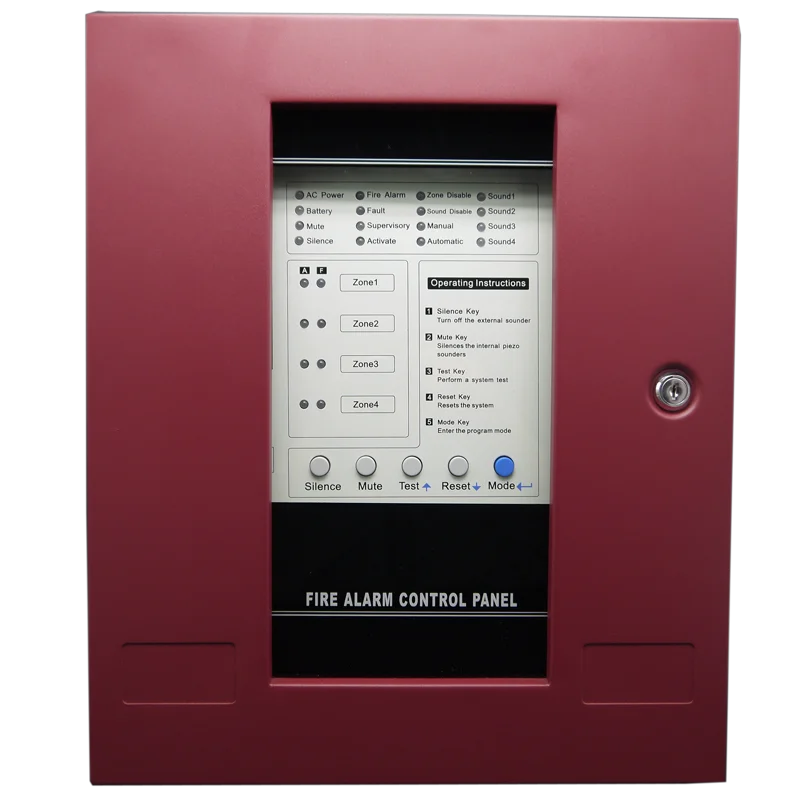 NEW Red Conventional Fire Alarm Control System Control Panel 4 zones controller FACP