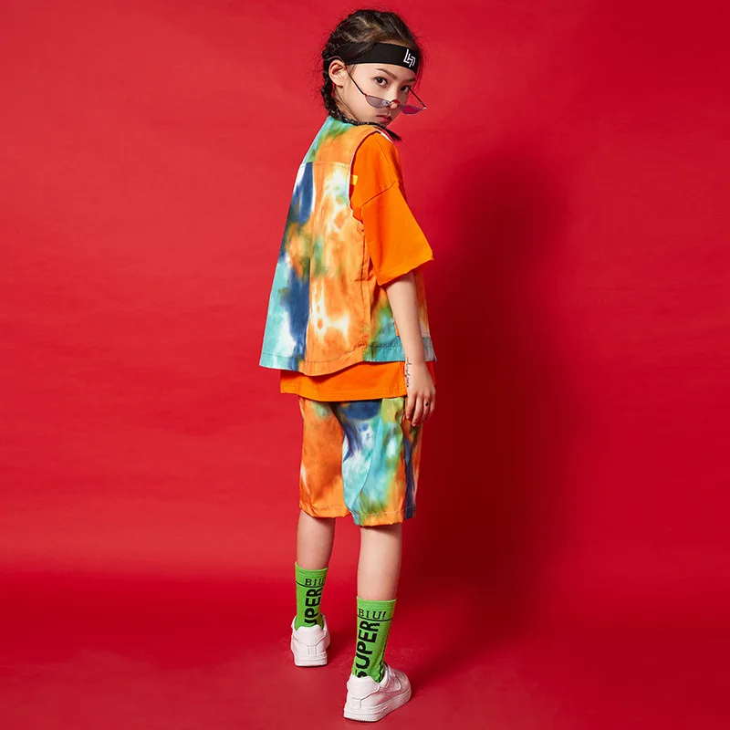 Vêtements Kpop Hip Hop pour enfants, t-shirt surdimensionné imprimé, veste sans manches, short Streetwear pour filles et garçons, vêtements de danse Jazz