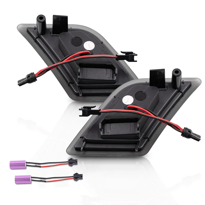 2x geräucherte bernsteinfarbene/weiße LED-Seitenmarkierungsleuchten für Benz C-Klasse W204 Pre-LCI C250 C300 C350 C63 AMG 2008–2011 SL65 AMG 2005–2007