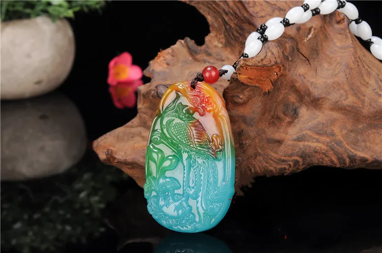 Hot Natuurlijke Kleur Tian Stone Phoenix Hanger Chinese Jadeite Sieraden Fashion Charm Reiki Fengshui Amulet Hand Gesneden