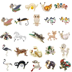 Vintage Grasshopper Fish Horse Bird Cat Flamingo Elephant Brooches For Women Cute Insect Brooch Pin Winter Coat Accessories Gift