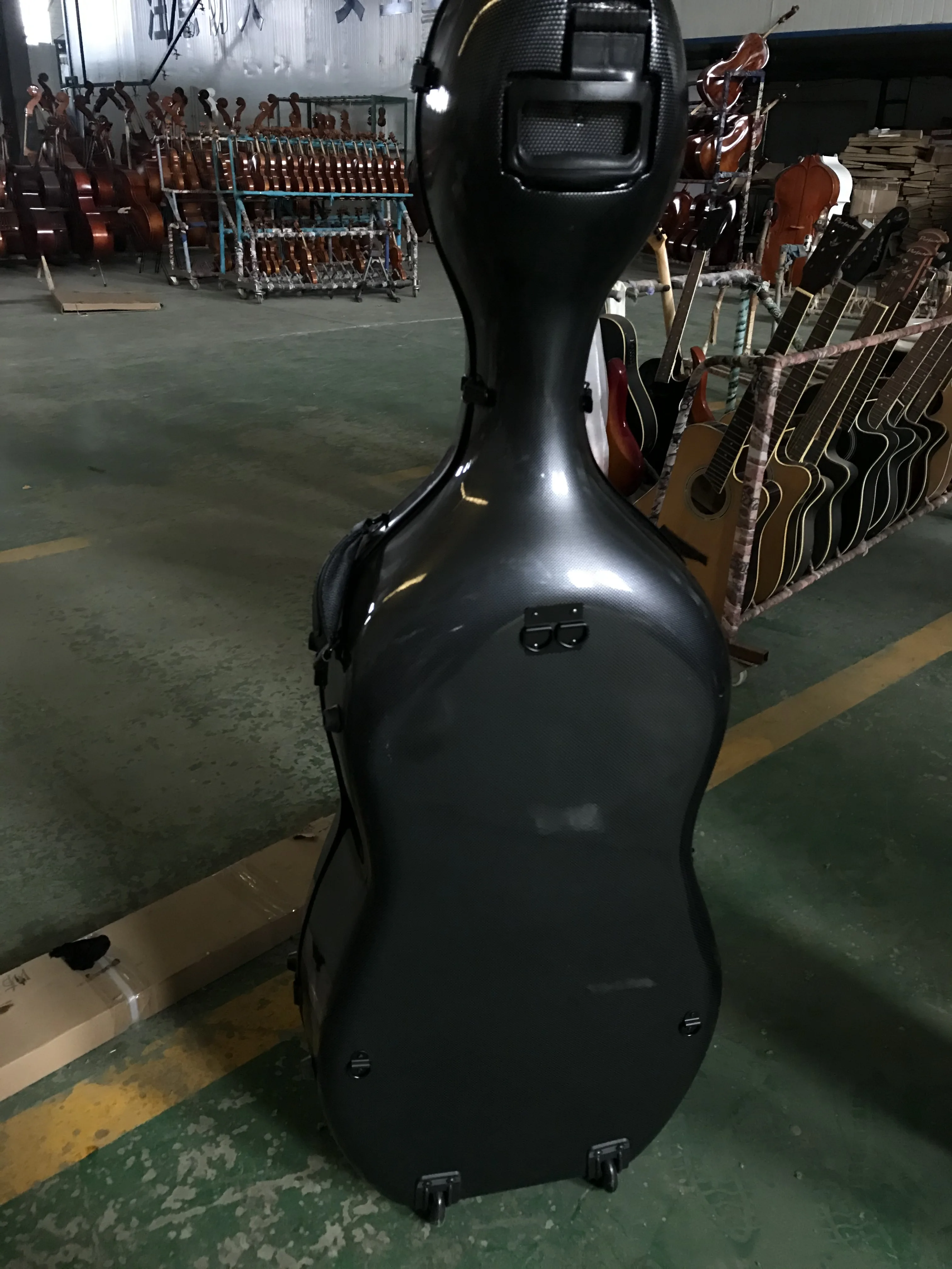 Strong Carbon Fiber Cello Case, Water-Resistant, Pressure-resistant, Wwheeled, Light Black, Hard Case, AA, New