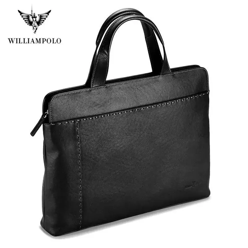 Williampolo Soft Leather Unisex Solid Waterproof Laptop Computer Bag Breifcase Sleeve Case Bag #193037