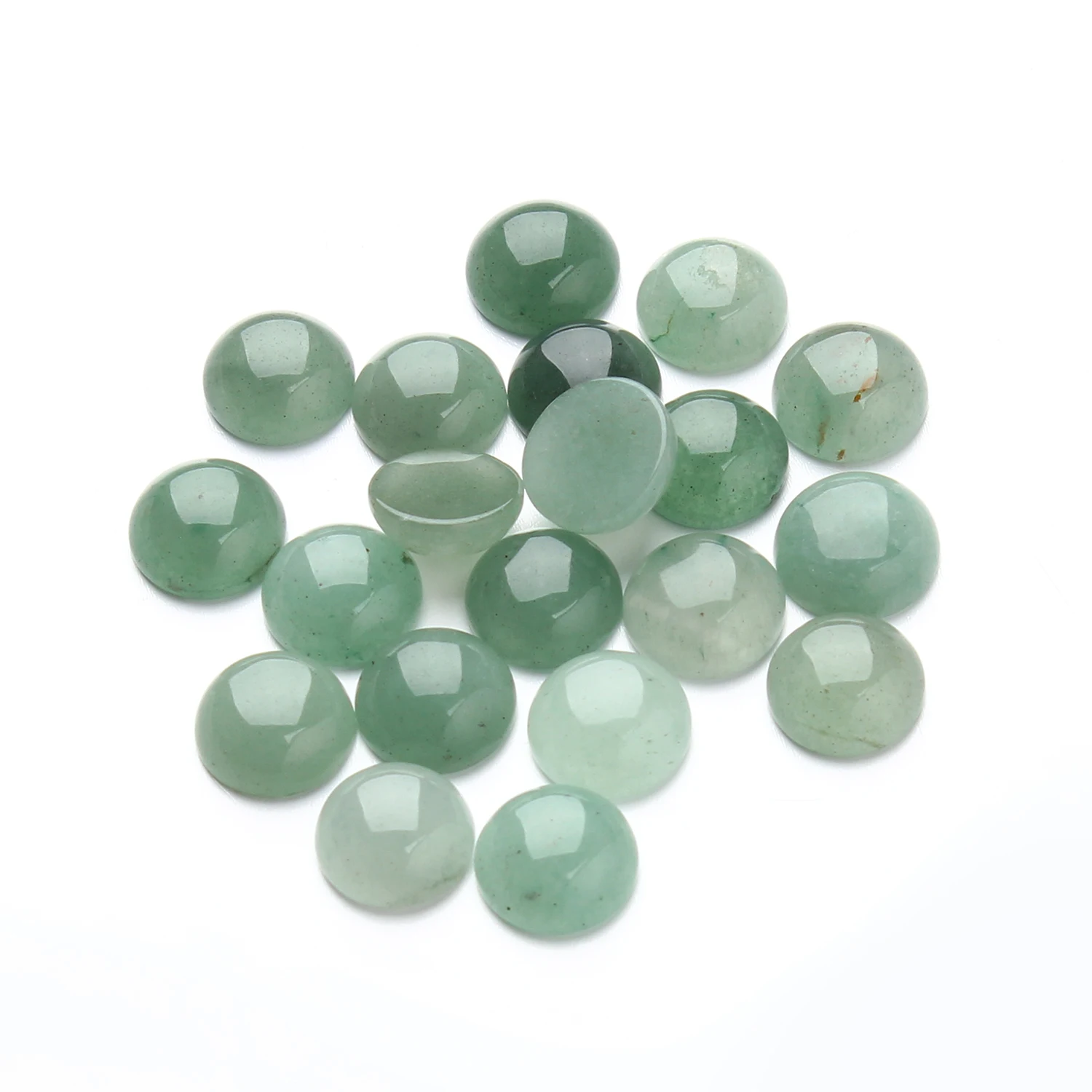 SAUVOO 10pcs 4 6 8 10 12 14 16 18 20 25mm Green Aventurine Beads Cabochon Natural Stone Beads Flatback Loose Beads For Jewelry