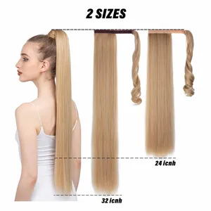 Haarverlängerung synthetischer gerader Pferdeschwanz, gefälschter Perückenclip, blondes Wickel um Zopf, langer Luftpony -Schwanz 10 Hauptverkäufe Lisa Blonde Perücken - №3