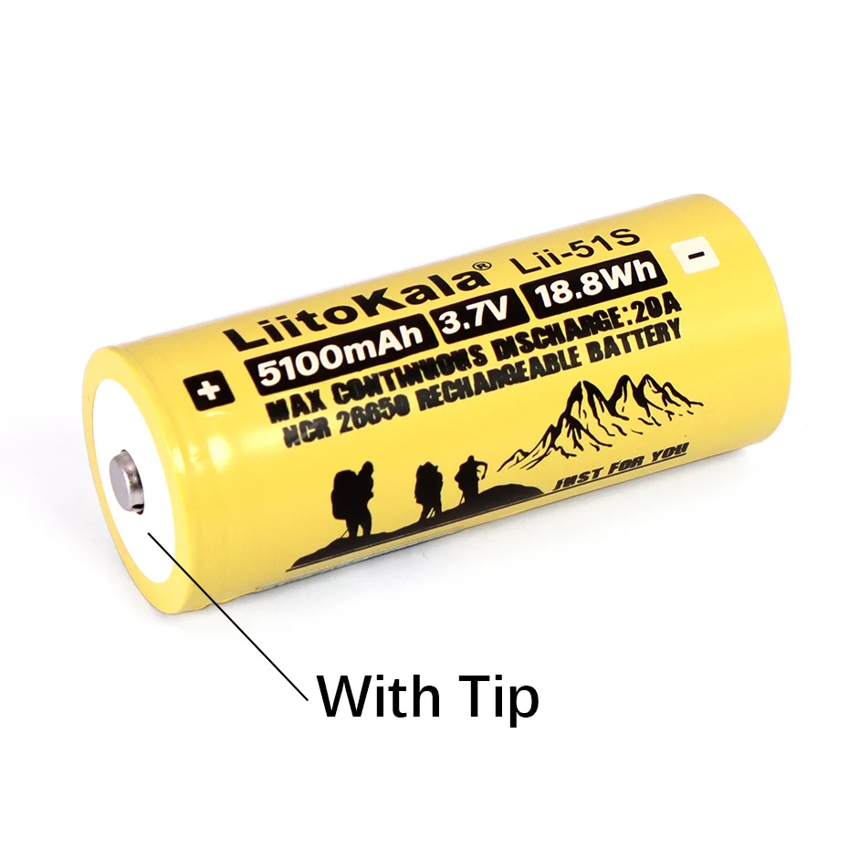 1-10PCS Liitokala LII-51S 26650 20A 3.7V Power Rechargeable Lithium Battery 26650A 5100mA Suitable For Flashlight (NO PCB)