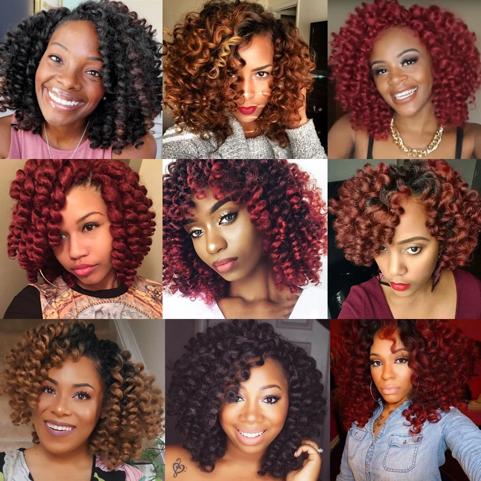 Ombre Synthetic Braiding Hair Jumpy Wand Curl Crochet Braids Crochet Hair Extension for Black Women Jamaican Bounce Curly Hair