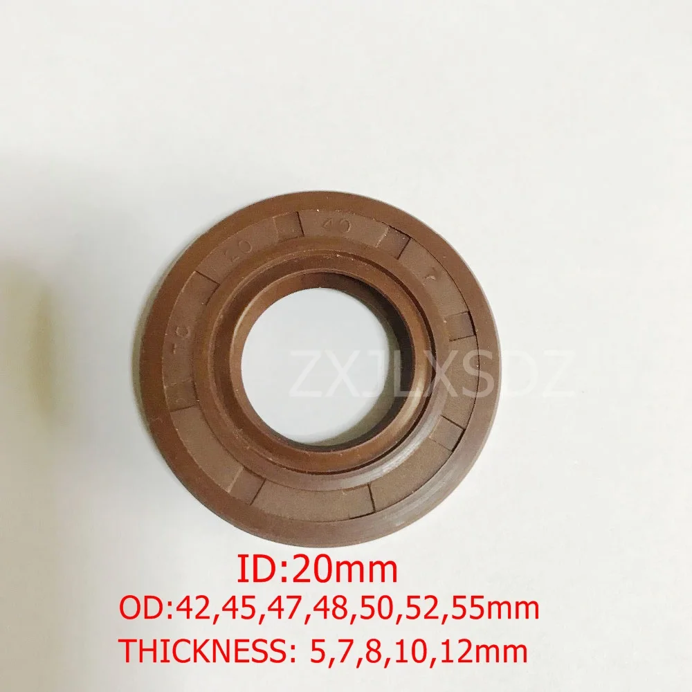 FKM Rubber TC Skeleton Double Lip Oil Seal Gasket 20x42x5/7/8/10 20x45x7/8/10 20x47x7/8/10 20x48x7/10 20x50x7/8/10mm