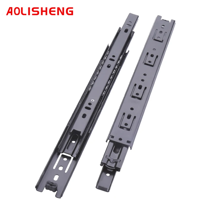 AOLISHENG Two Section Slide Rail Middle Pull Guide Railcomputer Desk Drawer Slide Silent Buffer Damping Slideway Rail