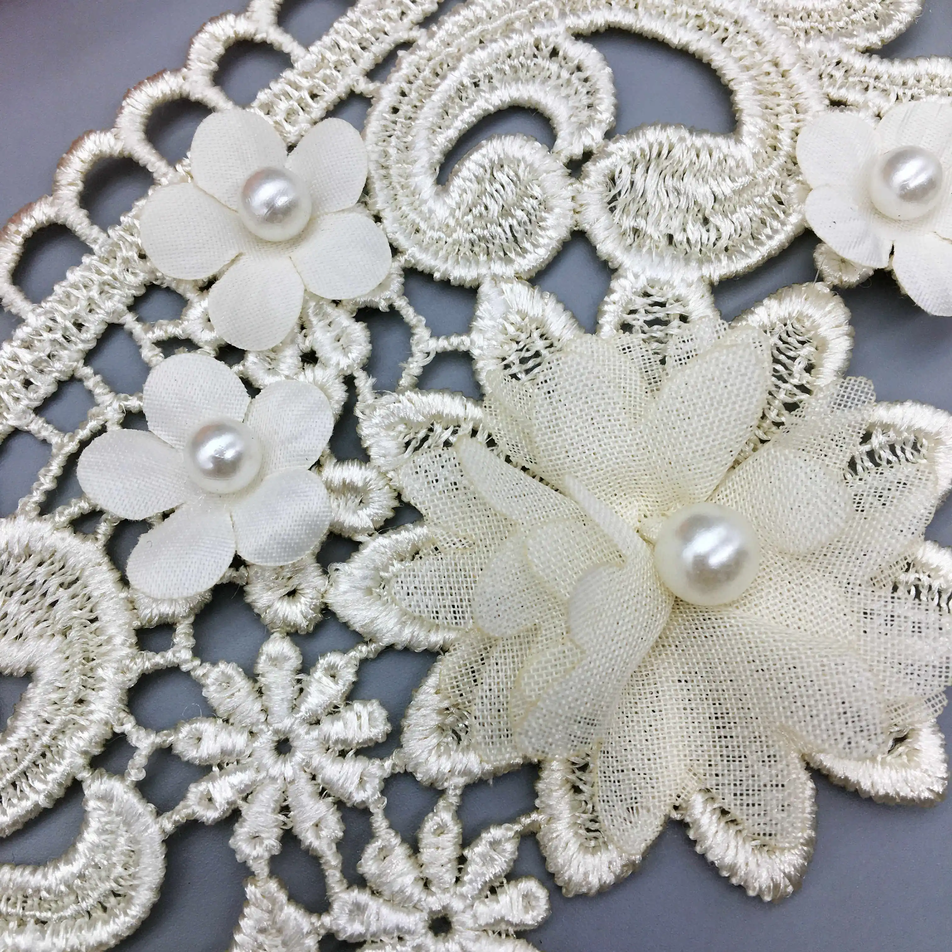 

1 Yard Apricot 9cm Pearl 3D Flower Tassel Lace Trim Ribbon Embroidered Fabric Applique fr DIY Sewing Craft Wedding Dress Clothes