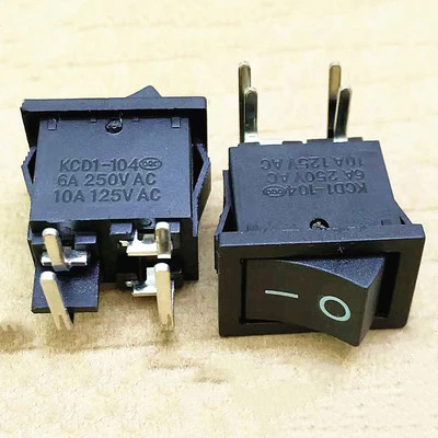 Push Button Switch 21X15mm SPST 4Pin 6A 250V KCD1-104  Curved needle Snap-in On/Off Boat Rocker Switch  Black