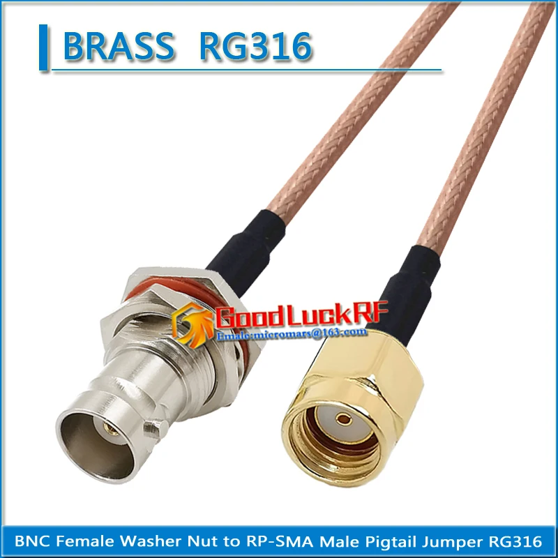 

Q9 BNC Female O-ring Waterproof Bulkhead Washer Nut to RP-SMA RPSMA RP SMA Male Pigtail Jumper RG316 extend Cable RF Connector