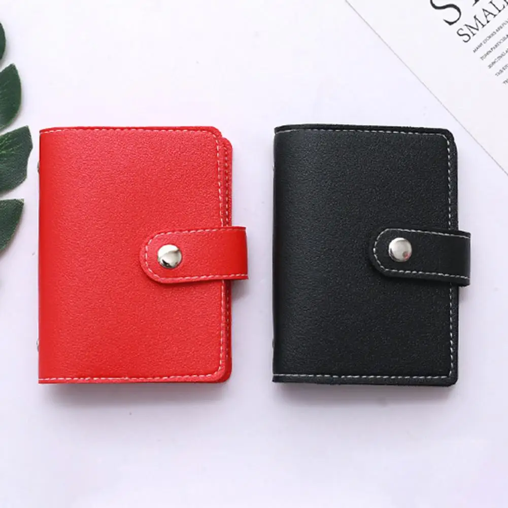 Women Credit Card Wallet Multi Slots Compartment Rectangle Mini Card Bag Portable Button Card Holder