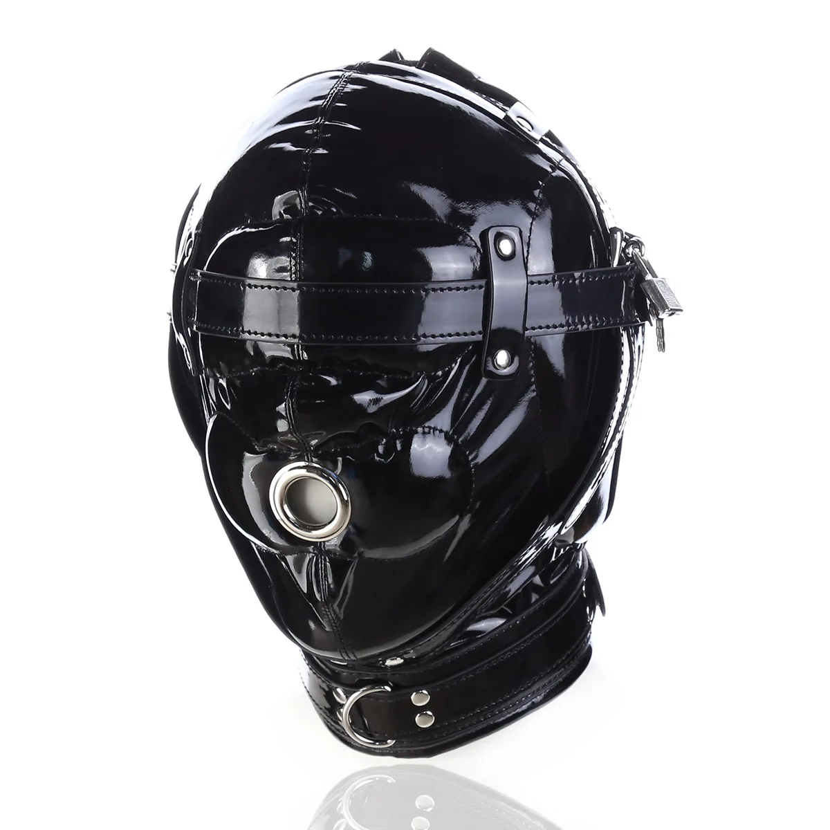 Erotic Accessories of Sexy Black Wetlook Pvc Latex Bondage Hood Mask for Men Women Couples Bdsm Adults Sex Games Blindfold Flirt