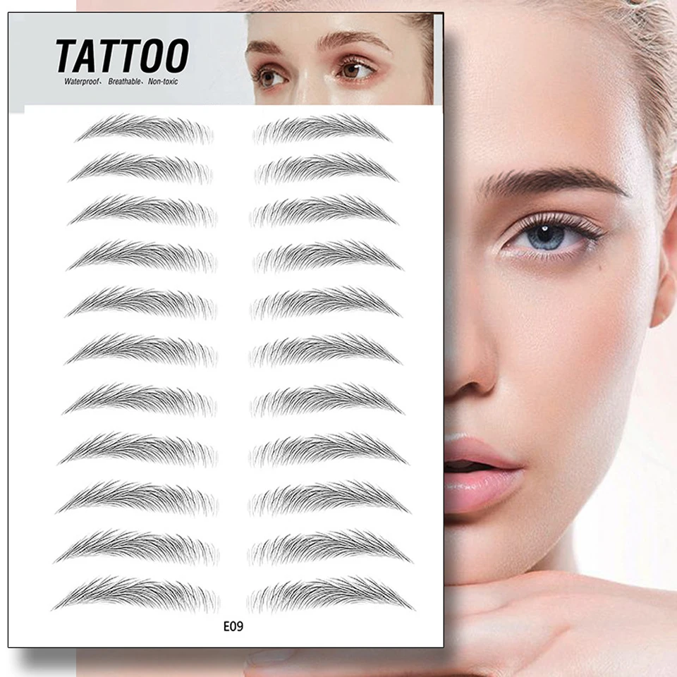 3D Eyebrow Sticker Bionic Eyebrow Semi-Permanent Water Transfer Waterproof Breathable Non-toxic Tattoo Embroidery Eyebrow Paste