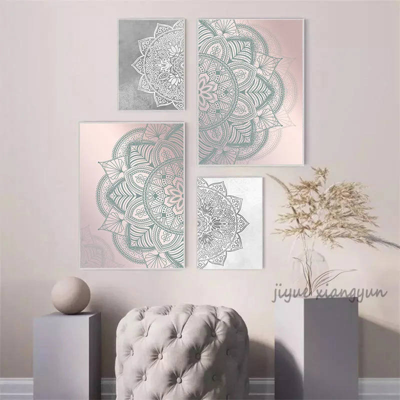 Multicolour Mandala Pattern Abstract Canvas Poster Boho Zen Wall Art Print Painting Decorative Picture Modern Living Room Decor